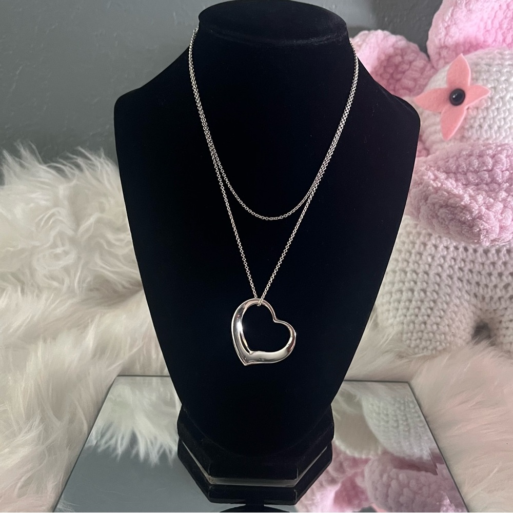 ❌SOLD❌Tiffany & Co. Elsa Peretti Large Open Heart Pendant Necklace in Silver
